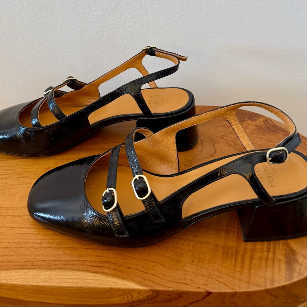 Sézane Paul Babies in Patent Black (size 9)